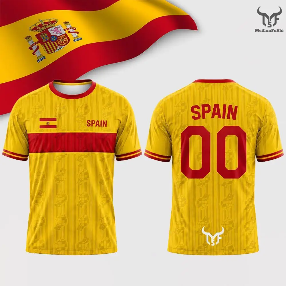 Spain Flag Graphic Soccer Jersey Training Fitness Quick-drying Breathable Football T-shirt Men Women Sports Casual O-neck Tops
Spain Flag Graphic Soccer Jersey Training Fitness Quick-drying Breathable Football T-shirt Men Women Sports Casual O-neck Tops