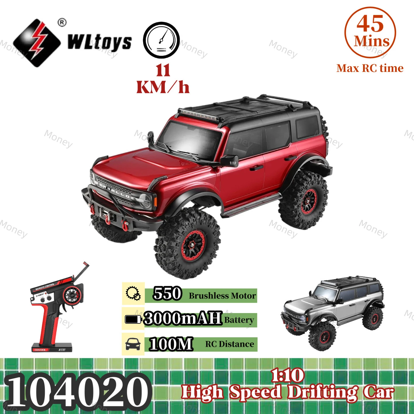 WLtoys 104020 1/10 Bronco Профессиональный автомобиль с дистанционным управлением Внедорожный 4x4 Альпинистский грузовик 11 км/ч 550 Мотор RC Игрушка
WLtoys 104020 1/10 Bronco Профессиональный автомобиль с дистанционным управлением Внедорожный 4x4 Альпинистский грузовик 11 км/ч 550 Мотор RC Игрушка