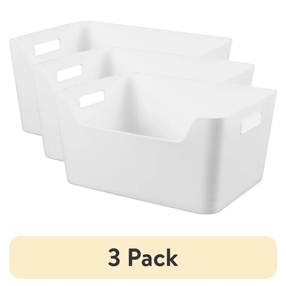 3 Pack X-Large Easy Access Open Plastic Storage Containers with Scoop Front in White for Home Organization
3 Pack X-Large Easy Access Open Plastic Storage Containers with Scoop Front in White for Home Organization