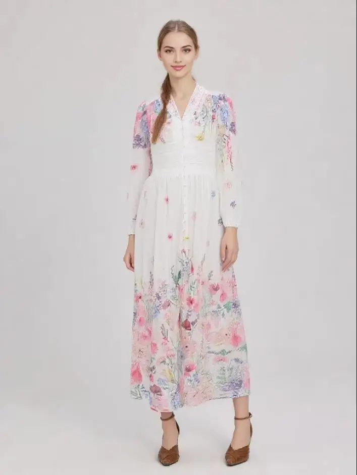 Vintage Floral Chiffon Dress for Women Sexy V-Neck Flare Sleeve A-Line Party Gown with Ruffles Elegant Long Robe for Ladies
Vintage Floral Chiffon Dress for Women Sexy V-Neck Flare Sleeve A-Line Party Gown with Ruffles Elegant Long Robe for Ladies