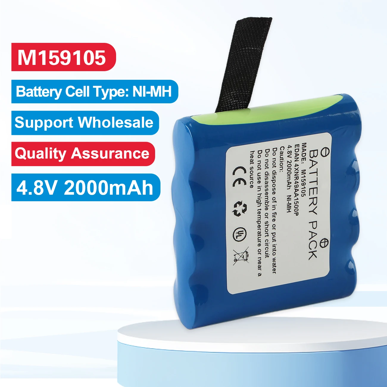 Аккумулятор M159105 4XNR49AA1500P NI-MH для замены в пульсоксиметрах Edan H100, H100n, H100b, CS-01, 4.8В, 2000мАч/9.6Втч
Аккумулятор M159105 4XNR49AA1500P NI-MH для замены в пульсоксиметрах Edan H100, H100n, H100b, CS-01, 4.8В, 2000мАч/9.6Втч