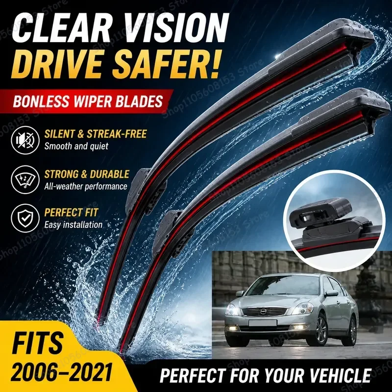 For Nissan Teana J31 J32 L33 Terrano Tiida C11 Double Rubber Windshield Wiper Blades Front Replacement Wipers All Weather Car
For Nissan Teana J31 J32 L33 Terrano Tiida C11 Double Rubber Windshield Wiper Blades Front Replacement Wipers All Weather Car