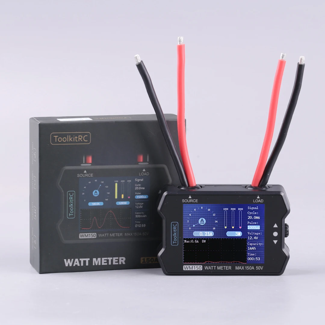 ToolkitRC WM150 Ваттметр 150А 50В Измеритель мощности двигателя Высокоточный тестер вывода сигнала PPM
ToolkitRC WM150 Ваттметр 150А 50В Измеритель мощности двигателя Высокоточный тестер вывода сигнала PPM