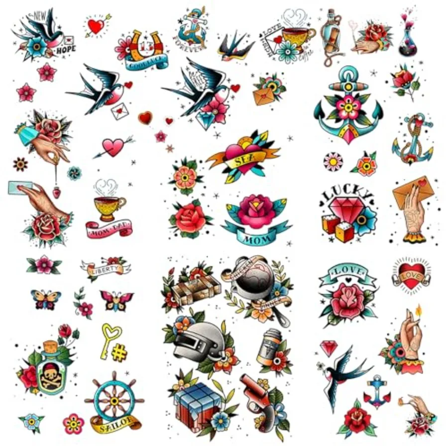 51 tattoo sets, American retro tattoos, retro and innovative designs, beautiful small tattoos, temporary tattoos for adults and
51 tattoo sets, American retro tattoos, retro and innovative designs, beautiful small tattoos, temporary tattoos for adults and