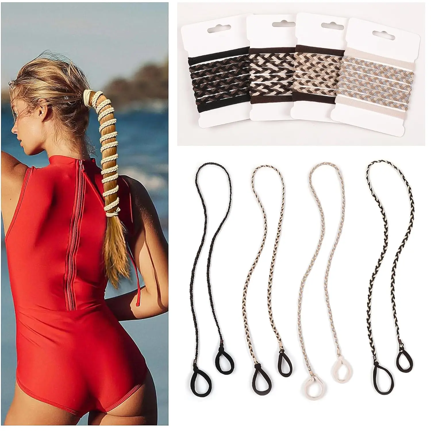4-Pack Elastic Hair Ties for Women, 40-Inch Long Sports Pony Tails for Gym & Running
4-Pack Elastic Hair Ties for Women, 40-Inch Long Sports Pony Tails for Gym & Running