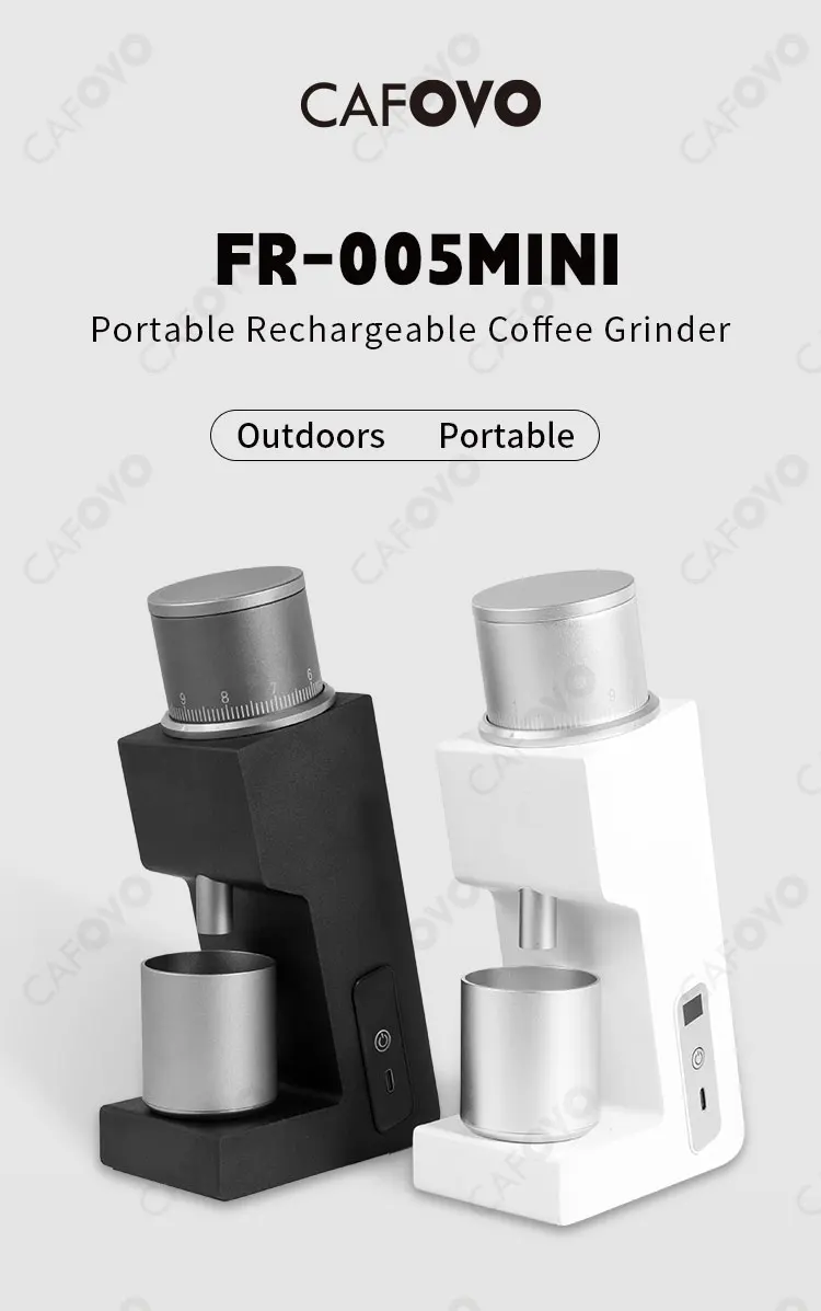 CAFOVO FR-005mini Electric Coffee Grinder 160RPM 304 Steel 38mm Conical Burrs Portable Outdoor Rechargeable Coffee Mill
CAFOVO FR-005mini Electric Coffee Grinder 160RPM 304 Steel 38mm Conical Burrs Portable Outdoor Rechargeable Coffee Mill