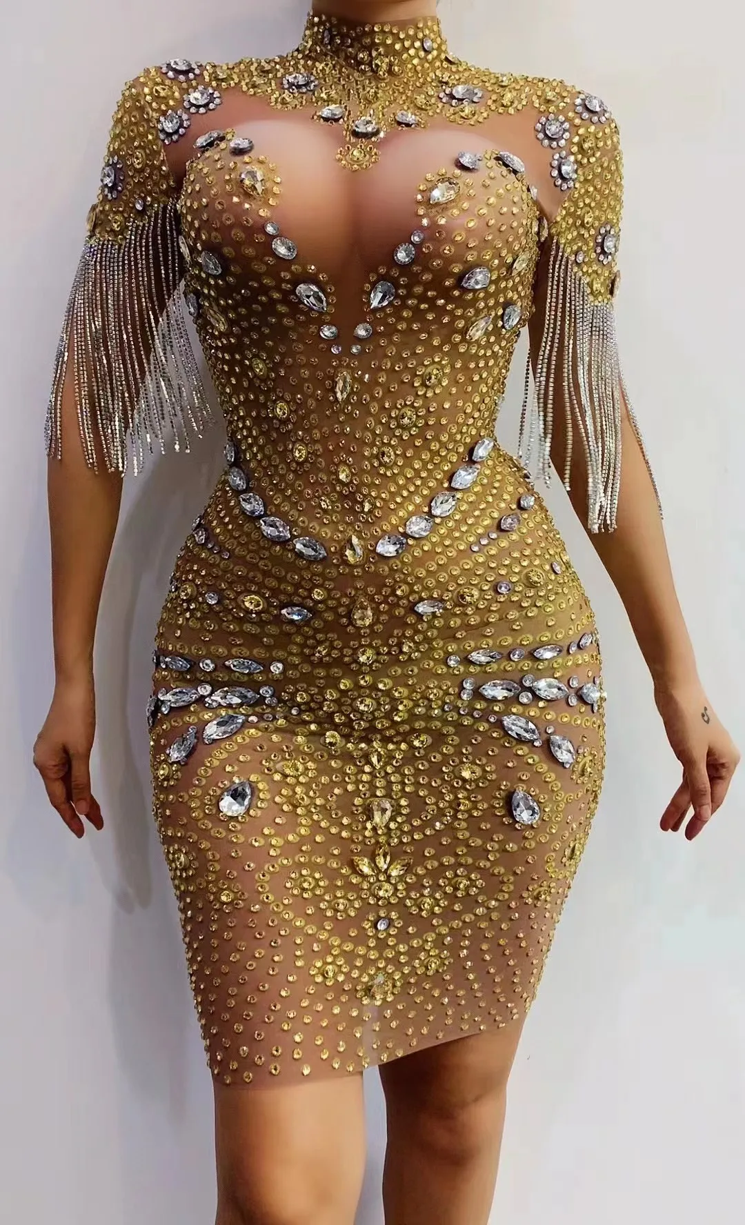 Shining Big Crystals Mesh Sexy Bodysuit Sparkly Rhinestone Fringes Party Nightclub Outfit Singer Stage Performance
Shining Big Crystals Mesh Sexy Bodysuit Sparkly Rhinestone Fringes Party Nightclub Outfit Singer Stage Performance