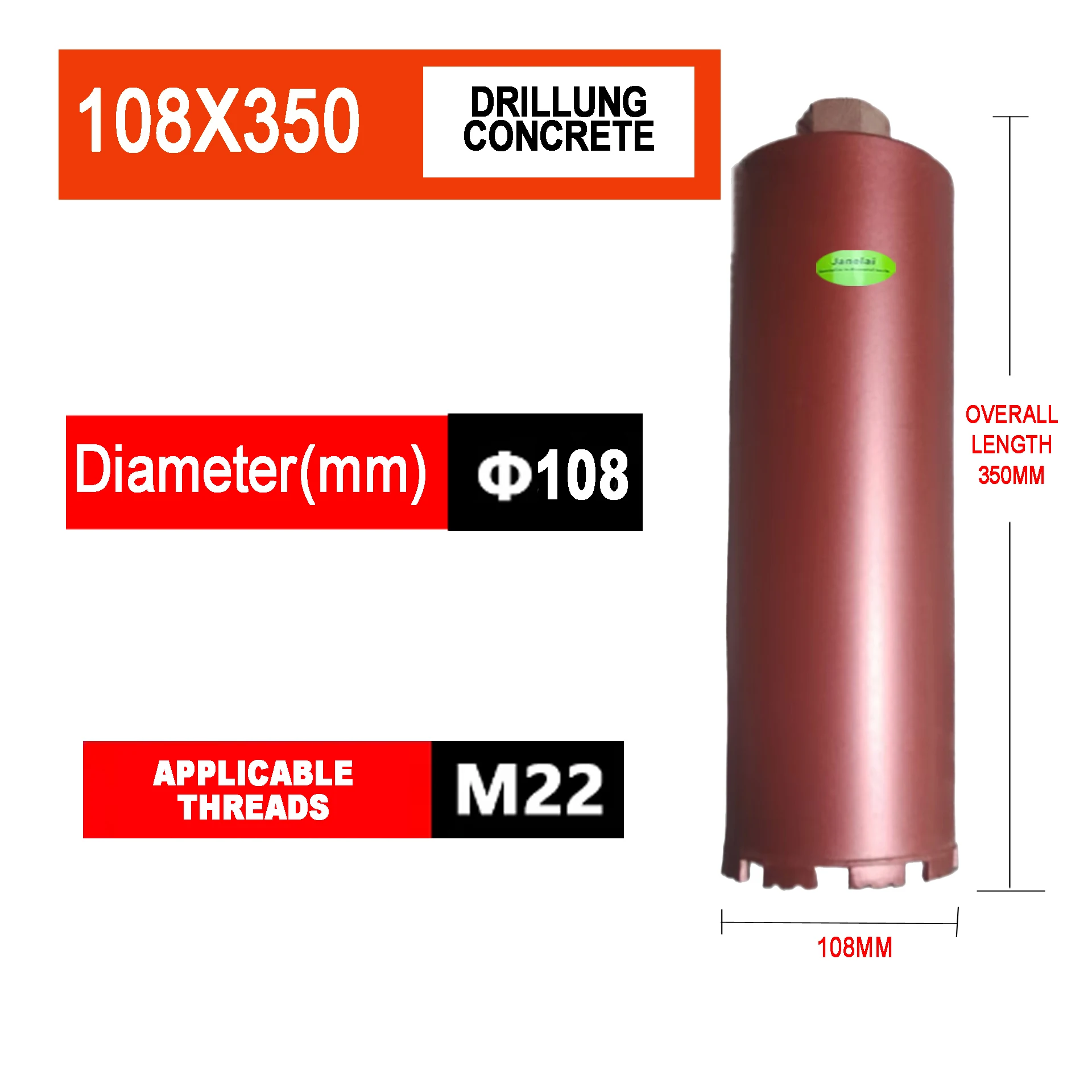 Диапазон диаметра Janelai, длина 108x350 мм, алмазная кольцевая пила, сверло для глубоких отверстий для сверления отверстий в бетоне/кирпичной стене
Диапазон диаметра Janelai, длина 108x350 мм, алмазная кольцевая пила, сверло для глубоких отверстий для сверления отверстий в бетоне/кирпичной стене