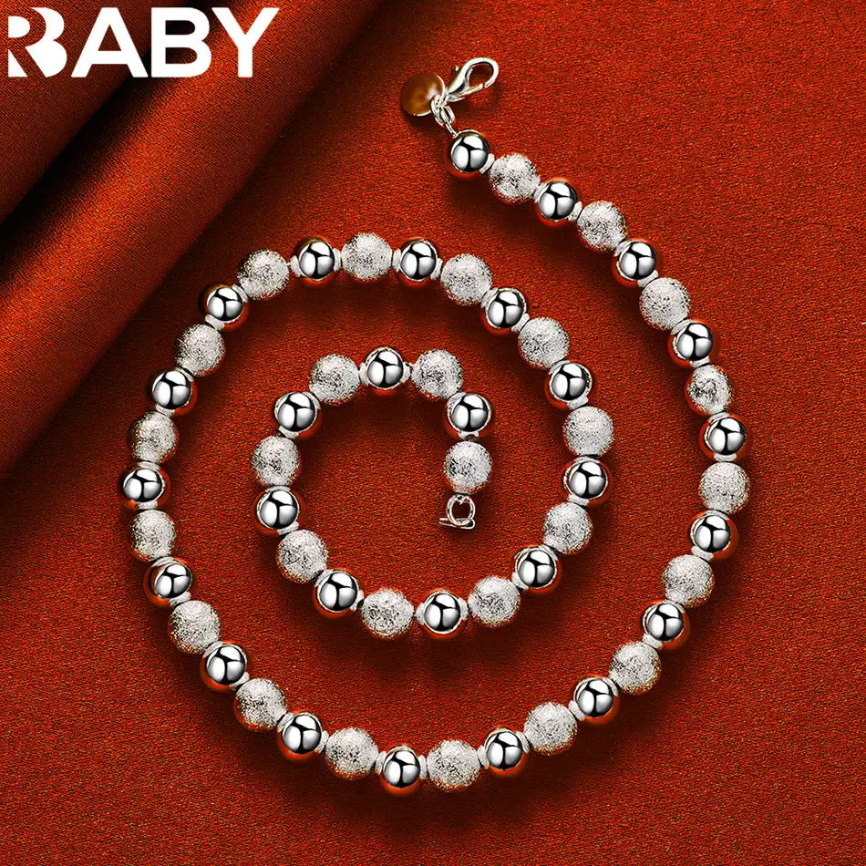 URBABY 925 Sterling Silver 8mm Frosted Smooth Round Bead Chain Necklace For Men and Women Fashion Jewelry Classic Grace Party
URBABY 925 Sterling Silver 8mm Frosted Smooth Round Bead Chain Necklace For Men and Women Fashion Jewelry Classic Grace Party