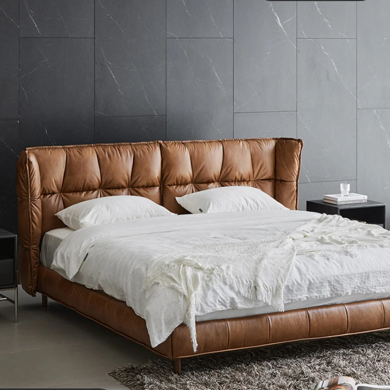 Luxury modern full leather bed, master bedroom, king bed, high-end grand double bed, simple pull point design, leather bed
Luxury modern full leather bed, master bedroom, king bed, high-end grand double bed, simple pull point design, leather bed