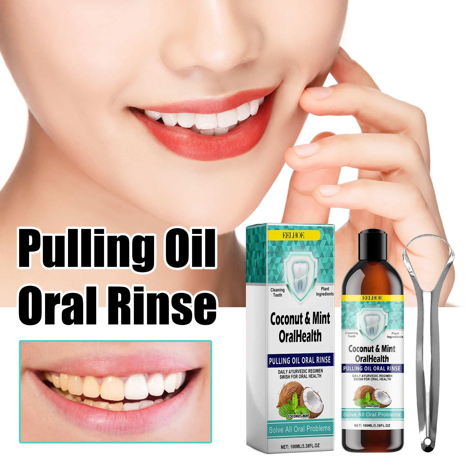 EELHOE Pulling Oil Oral Rinse, To Tartar Very Well Beautiful Teeth And Fresh Breath Clean Oral Care Gums
EELHOE Pulling Oil Oral Rinse, To Tartar Very Well Beautiful Teeth And Fresh Breath Clean Oral Care Gums