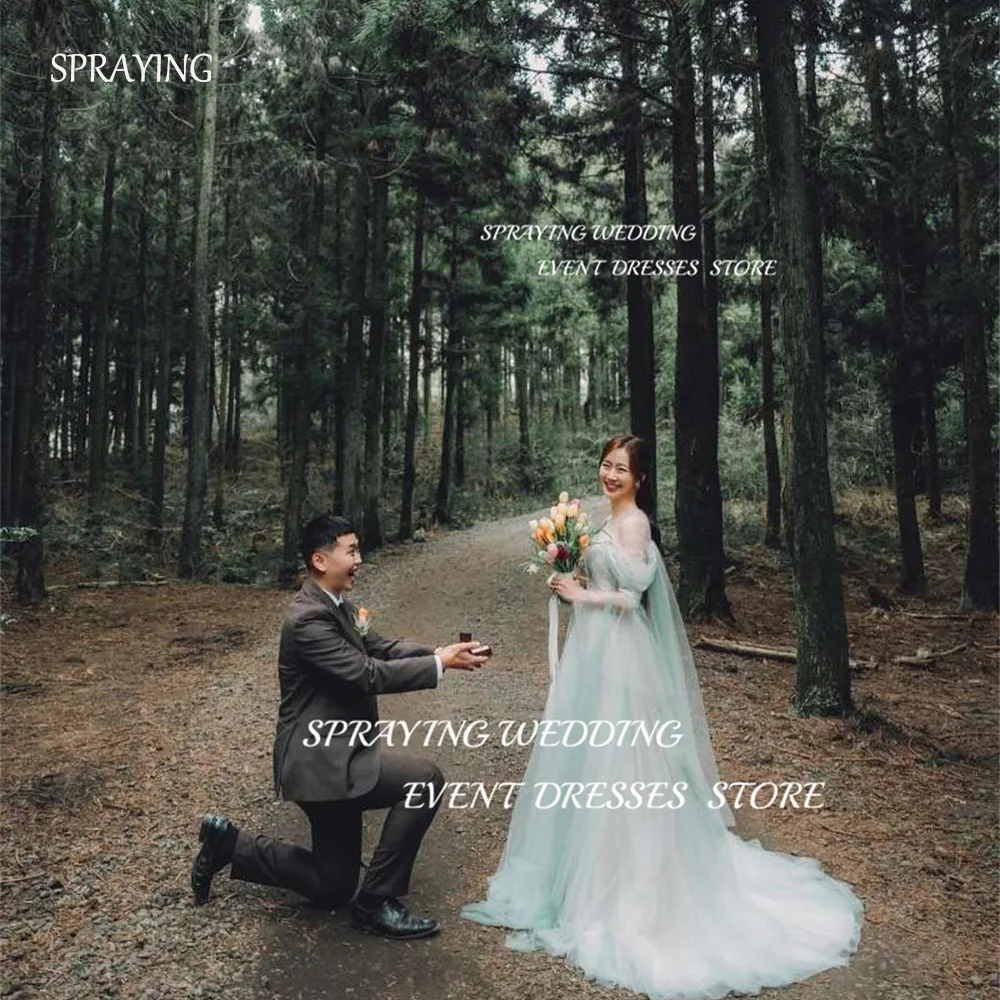 SPRAYING Wedding Photography Simple Tulle Off the Shoulder Bridal Gown Korean Floor-Length Long Corset Back Prom Dress
SPRAYING Wedding Photography Simple Tulle Off the Shoulder Bridal Gown Korean Floor-Length Long Corset Back Prom Dress