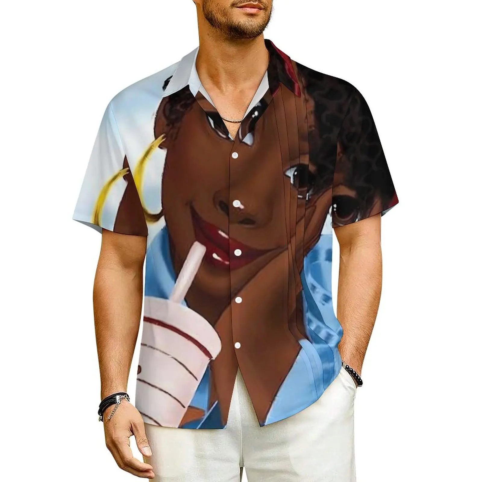 Cute Ladies Beach Shirt Pretty Afro Girl Hawaii Casual Shirts Man Novelty Blouses Short Sleeves Y2K Street Custom DIY Clothes
Cute Ladies Beach Shirt Pretty Afro Girl Hawaii Casual Shirts Man Novelty Blouses Short Sleeves Y2K Street Custom DIY Clothes