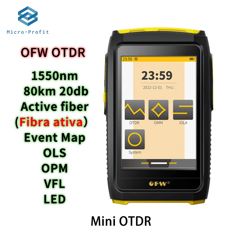 OFW MiNi OTDR Active Fiber Testing Optical Fiber Reflectometer 1550nm 20dB Event Map OPM VFL OLS For 80km Fiber Ethernet tester
OFW MiNi OTDR Active Fiber Testing Optical Fiber Reflectometer 1550nm 20dB Event Map OPM VFL OLS For 80km Fiber Ethernet tester