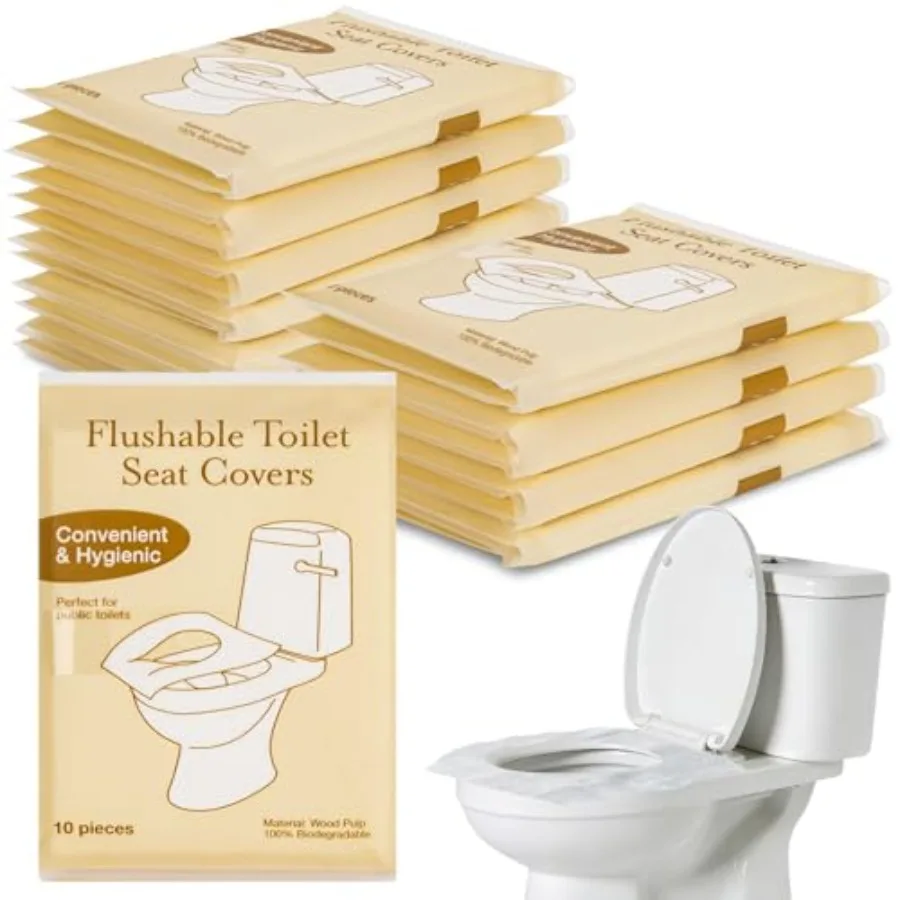 RAINFLOW Toilet Seat Covers Disposable Flushable - 10 Pack Portable Travel Toilet Seat Cover, Individually Wrapped Potty Traini
RAINFLOW Toilet Seat Covers Disposable Flushable - 10 Pack Portable Travel Toilet Seat Cover, Individually Wrapped Potty Traini