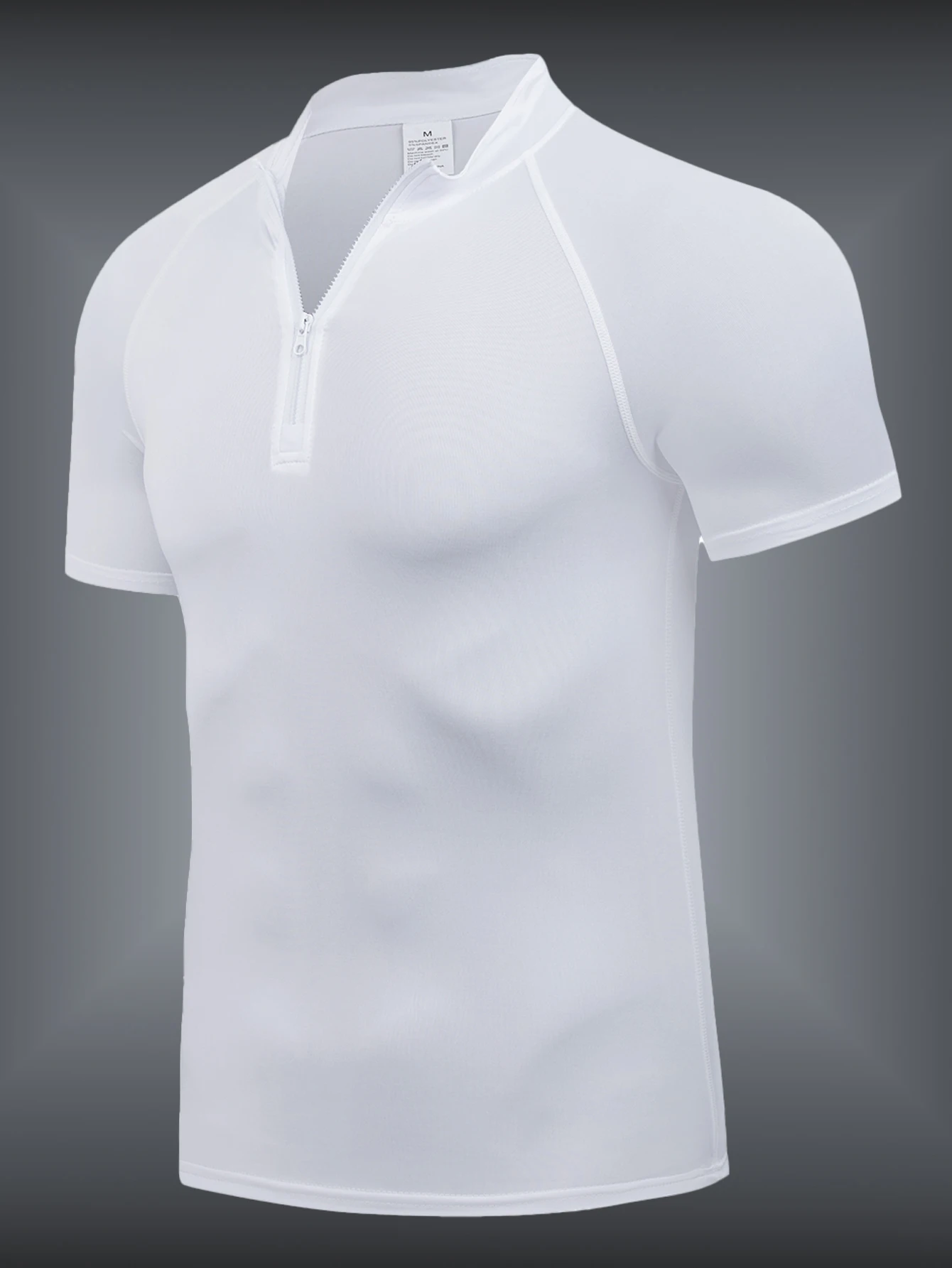 Рубашка для бега с полумолнией, эластичная, быстросохнущая, с воротником-стойкой, мужская компрессионная футболка для кроссфита, тренажерного зала, фитнеса, спортивная одежда, одежда 
Рубашка для бега с полумолнией, эластичная, быстросохнущая, с воротником-стойкой, мужская компрессионная футболка для кроссфита, тренажерного зала, фитнеса, спортивная одежда, одежда