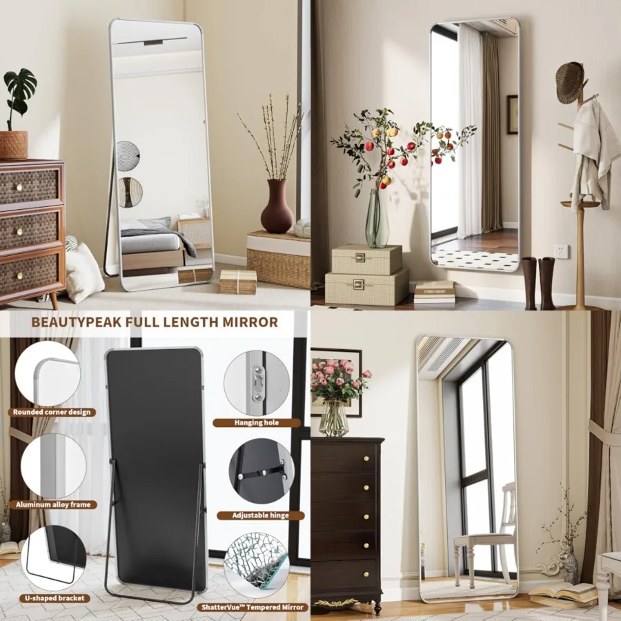 Full Length Mirror, 56"x21" Rounded Corner Floor Mirror Standing Hanging or Leaning Against Wall, Suitable for Bedroom or Dress
Full Length Mirror, 56"x21" Rounded Corner Floor Mirror Standing Hanging or Leaning Against Wall, Suitable for Bedroom or Dress