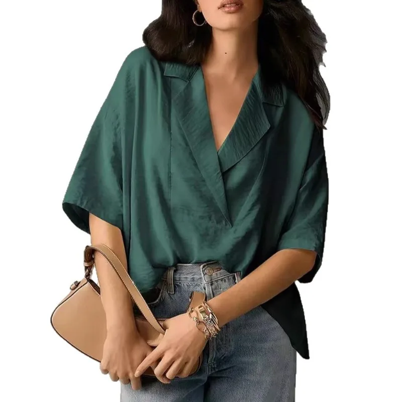 2025 Women's Summer New Casual Lapel Short Sleeve Shirt Tops Fashion Streetwear Ladies Solid Loose Blouse Shirts Female Clothing
2025 Women's Summer New Casual Lapel Short Sleeve Shirt Tops Fashion Streetwear Ladies Solid Loose Blouse Shirts Female Clothing