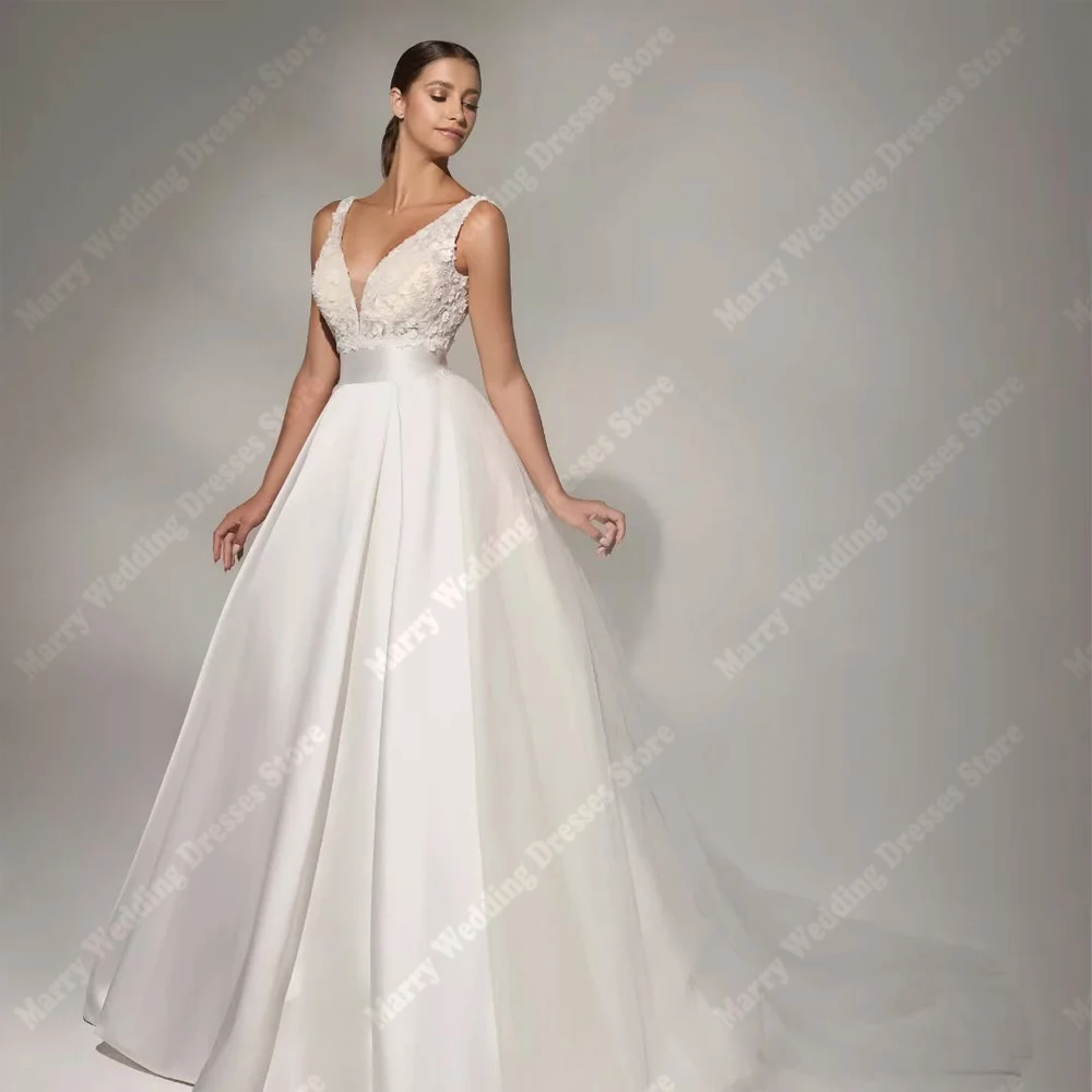 Sexy V-Neck A-Line Women Wedding Dresses Lace Flower Printing Bridal Gowns Charming Princess Party Vestidos De Novia Customized
Sexy V-Neck A-Line Women Wedding Dresses Lace Flower Printing Bridal Gowns Charming Princess Party Vestidos De Novia Customized