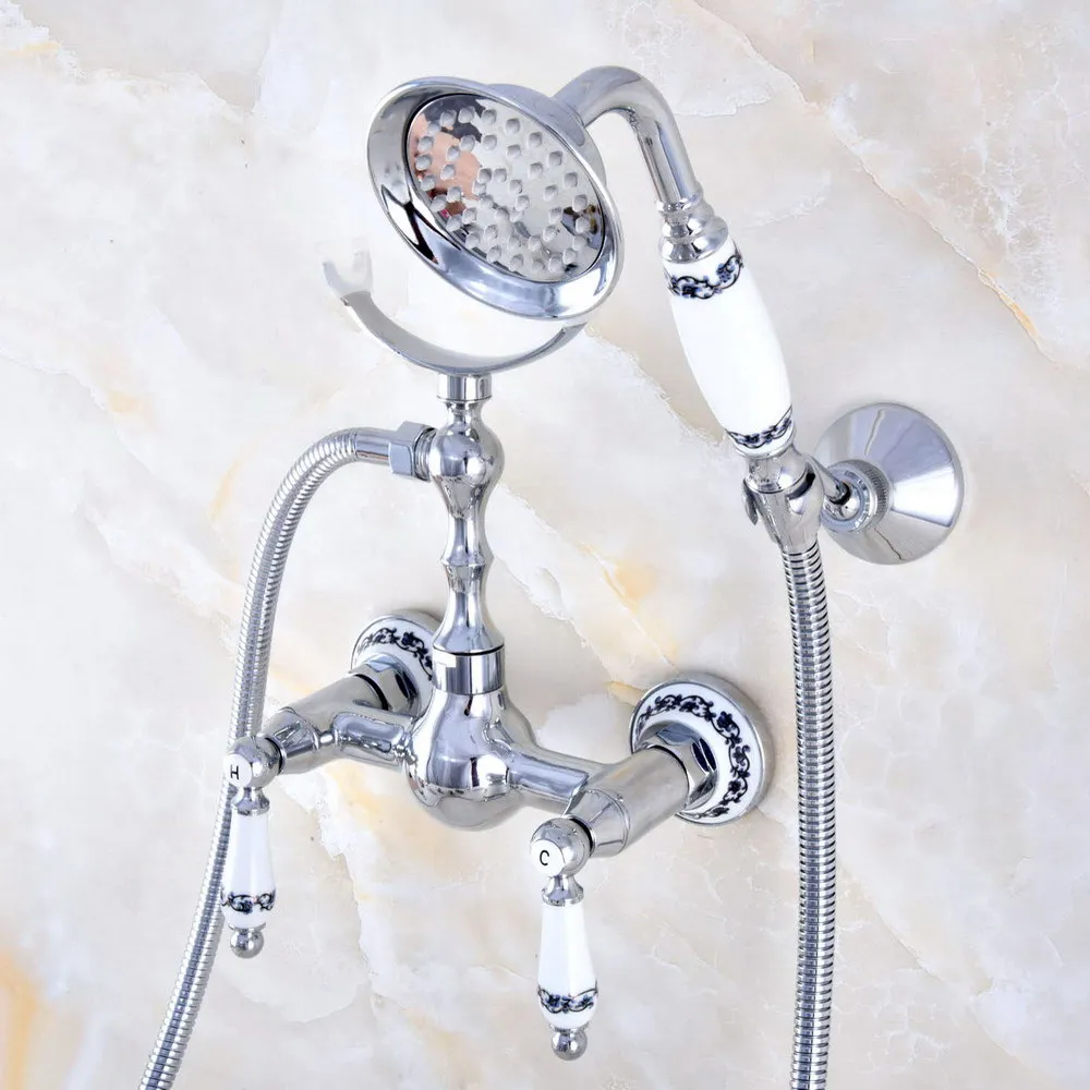 Modern Silver Chrome Brass Wall Mounted Bathroom Shower Faucet Set with 1500MM Hose Handheld Spray Head Mixer Tap Dna739
Modern Silver Chrome Brass Wall Mounted Bathroom Shower Faucet Set with 1500MM Hose Handheld Spray Head Mixer Tap Dna739