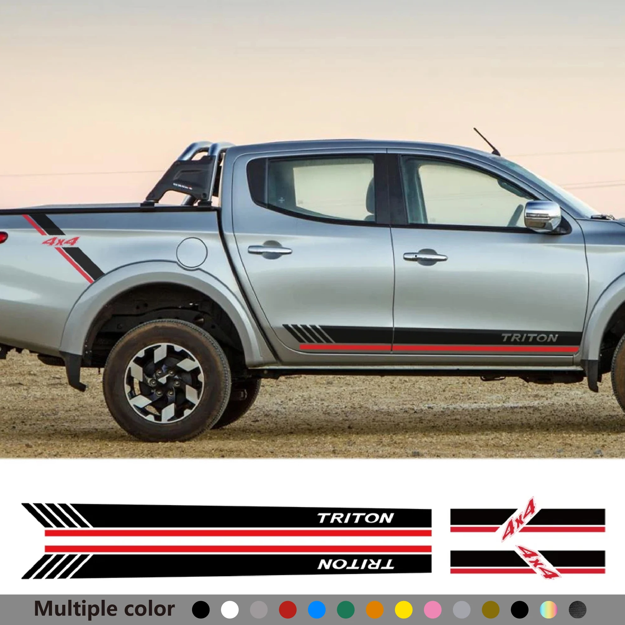 For Mitsubishi l200 Triton 4Pcs Car Stickers Side Door Rear Trunk 4X4 Stripes Graphics Vinyl Decals Pickup Tuning Accessories
For Mitsubishi l200 Triton 4Pcs Car Stickers Side Door Rear Trunk 4X4 Stripes Graphics Vinyl Decals Pickup Tuning Accessories