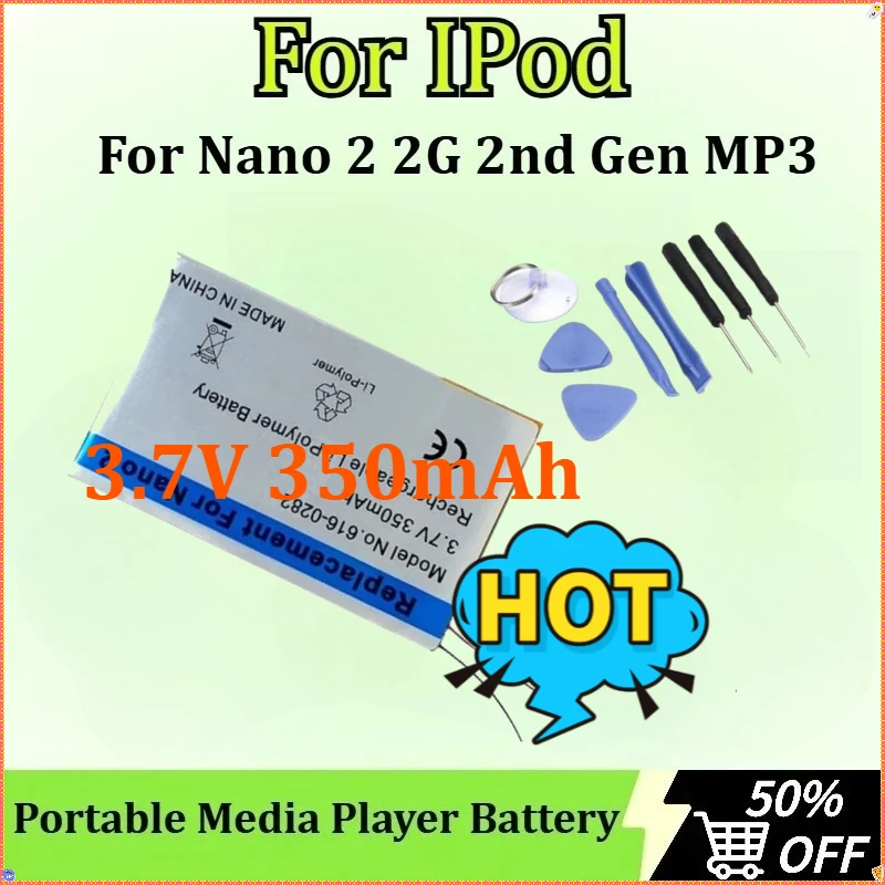 Li-ion Portable Media Player Battery Newly upgraded for IPod Nano 2 2G 2nd Gen MP3 Rechargeable Battery 3.7V 350mAh +tools
Li-ion Portable Media Player Battery Newly upgraded for IPod Nano 2 2G 2nd Gen MP3 Rechargeable Battery 3.7V 350mAh +tools