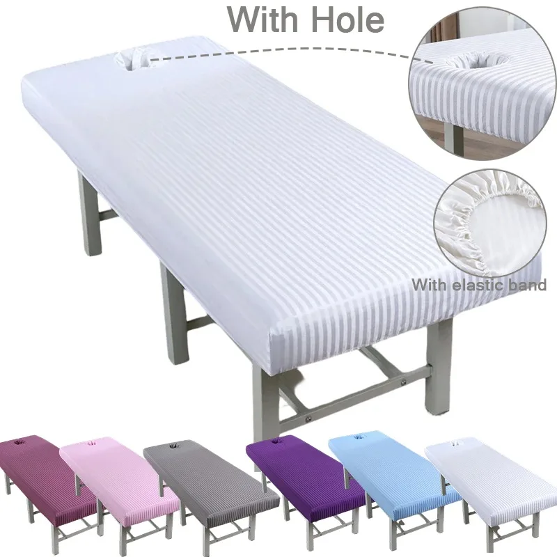 1pc Striped Elastic Satin Stripe Massage Fitted Bed Sheet Full Cover,Exquisite Bed Hole Design,Suitable for Salon &Therapist Use
1pc Striped Elastic Satin Stripe Massage Fitted Bed Sheet Full Cover,Exquisite Bed Hole Design,Suitable for Salon &Therapist Use