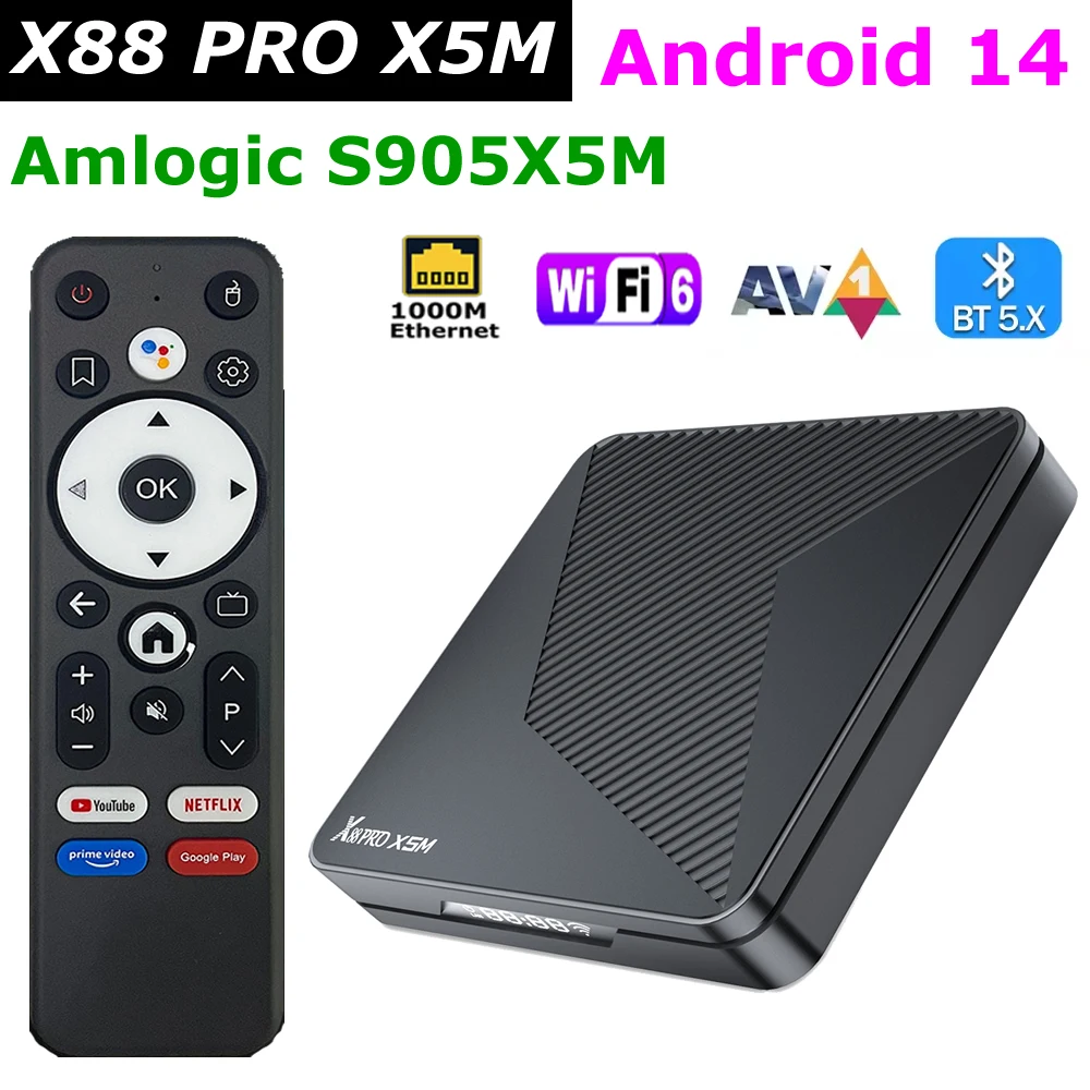 ТВ-приставка Android 14 X88 PRO X5M Amlogic S905X5M 4 ГБ 64 ГБ 1000M LAN Wi-Fi6 4K 2,4G/5G Dual WIFI BT Медиаплеер с голосовым управлением
ТВ-приставка Android 14 X88 PRO X5M Amlogic S905X5M 4 ГБ 64 ГБ 1000M LAN Wi-Fi6 4K 2,4G/5G Dual WIFI BT Медиаплеер с голосовым управлением