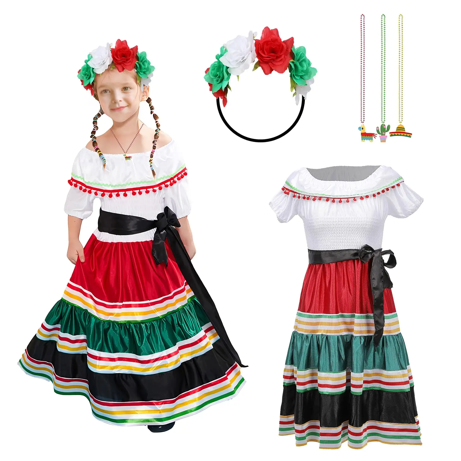 Traditional Mexican Dress for Girls Folklorico Dance Dress Cinco De Mayo Girls Party Costume Mexican Fiesta Dress Kit
Traditional Mexican Dress for Girls Folklorico Dance Dress Cinco De Mayo Girls Party Costume Mexican Fiesta Dress Kit