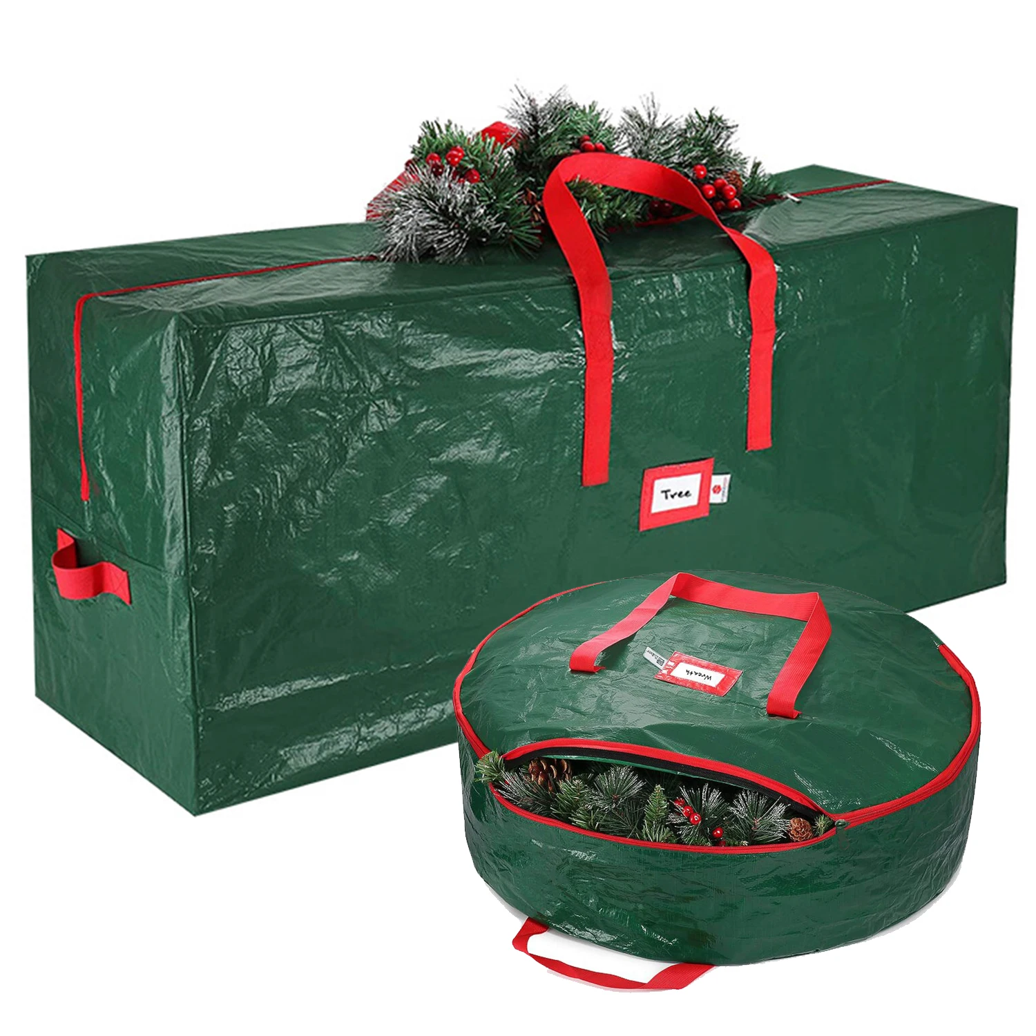 1 Pack 65*15*30 Inch Christmas Tree Storage Bag for 9ft Tree with 1 24*7.5 Inch Round Storage Bag Colour (Green)
1 Pack 65*15*30 Inch Christmas Tree Storage Bag for 9ft Tree with 1 24*7.5 Inch Round Storage Bag Colour (Green)