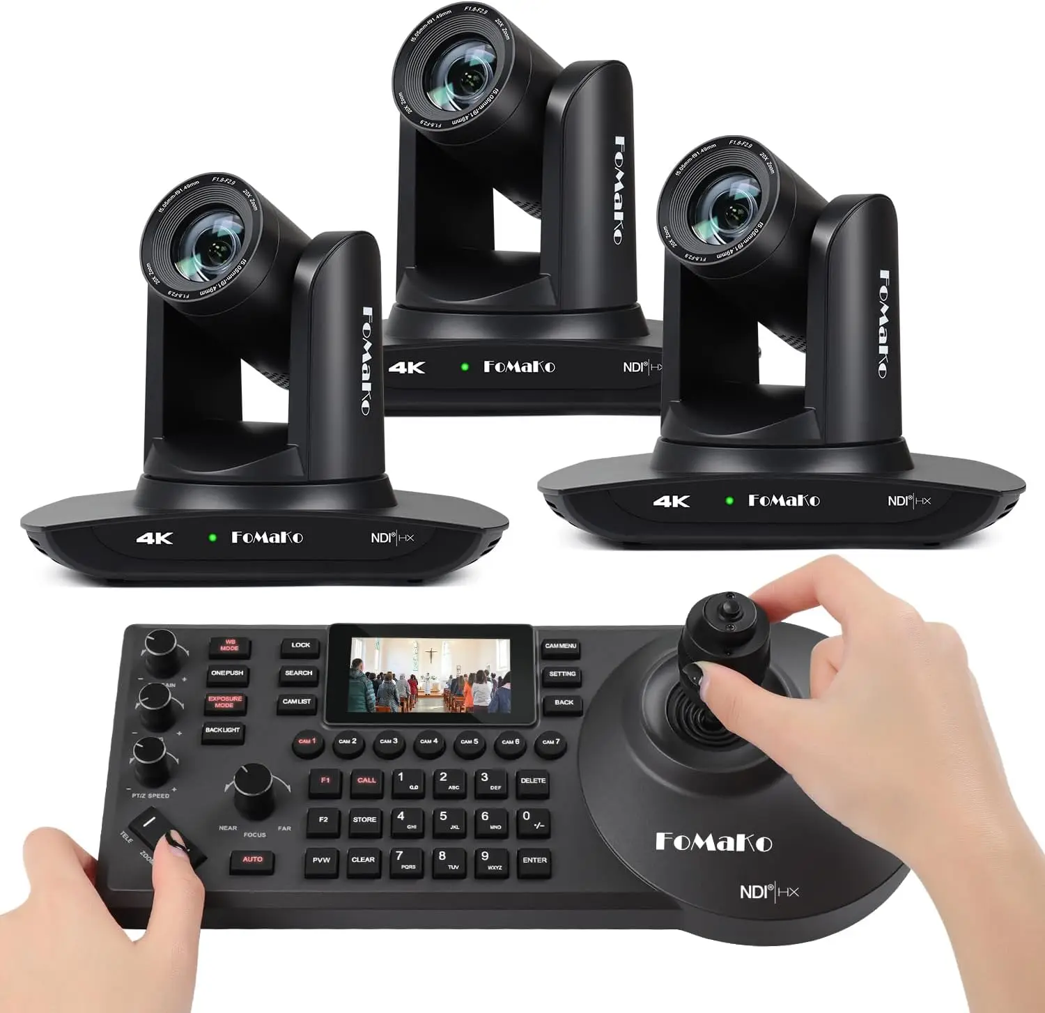 FoMaKo 4K 20X Optical Zoom PTZ Camera HDMI NDI AI Auto-Tracking Gen 3,NDI PTZ Camera 4K + NDI PTZ Controller, K20UH NDIx3+KC608N
FoMaKo 4K 20X Optical Zoom PTZ Camera HDMI NDI AI Auto-Tracking Gen 3,NDI PTZ Camera 4K + NDI PTZ Controller, K20UH NDIx3+KC608N