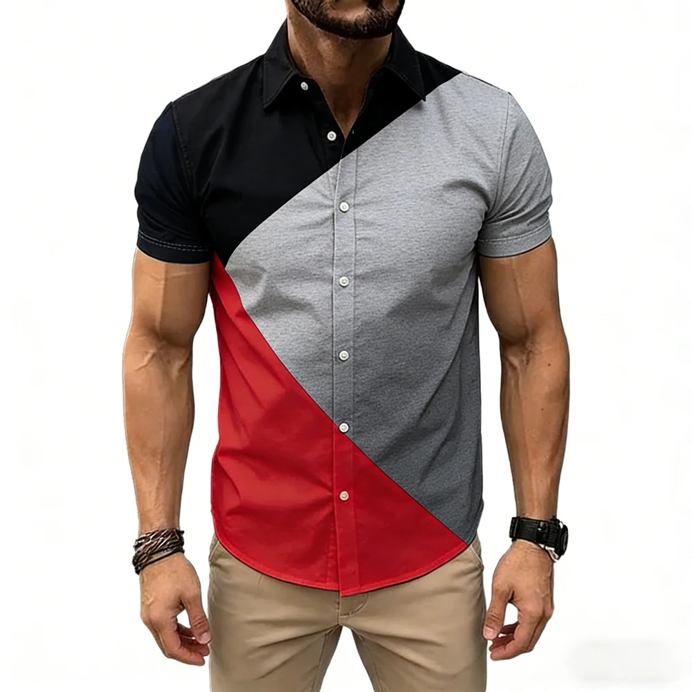 Men's Simple Short-Sleeve Shirt, Color-Block High-Definition Printed Shirt, Hawaiian Vacation Business Designer Men's Clothing
Men's Simple Short-Sleeve Shirt, Color-Block High-Definition Printed Shirt, Hawaiian Vacation Business Designer Men's Clothing
