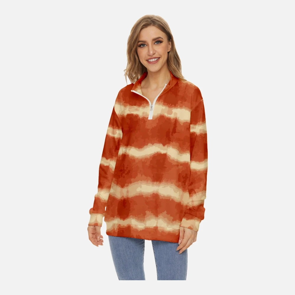 Women Fashion Striped Tie Dye Printing Sweatshirt Long-sleeved Half Stand Collar Zip Crew Neck Sweatshirt Spring Long Sleeve
Women Fashion Striped Tie Dye Printing Sweatshirt Long-sleeved Half Stand Collar Zip Crew Neck Sweatshirt Spring Long Sleeve