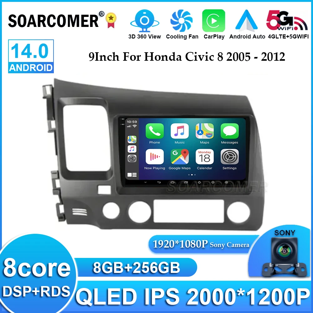 9 дюймовый Android 14 беспроводной Carplay автомобильный стерео радио для Honda Civic 8 2005 - 2012 мультимедийный плеер навигация GPS WIFI + 4G аудио
9 дюймовый Android 14 беспроводной Carplay автомобильный стерео радио для Honda Civic 8 2005 - 2012 мультимедийный плеер навигация GPS WIFI + 4G аудио