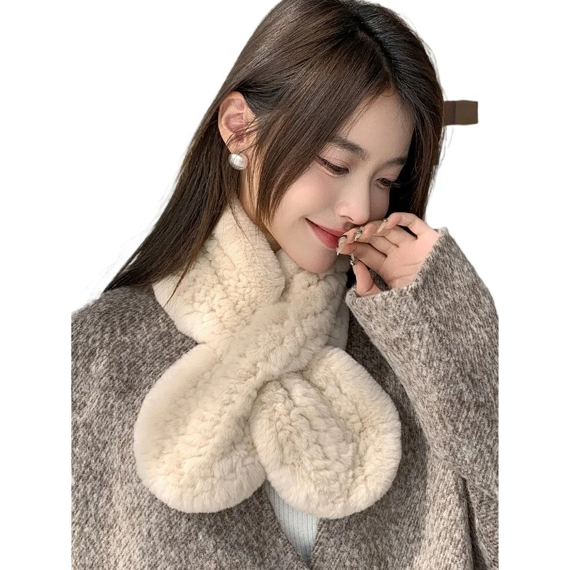 Autumn Winter Women Temperament Bow Tie Rex Rabbit Hair Woven Double Sided Thickened Fur Scarf Korean Style
Autumn Winter Women Temperament Bow Tie Rex Rabbit Hair Woven Double Sided Thickened Fur Scarf Korean Style