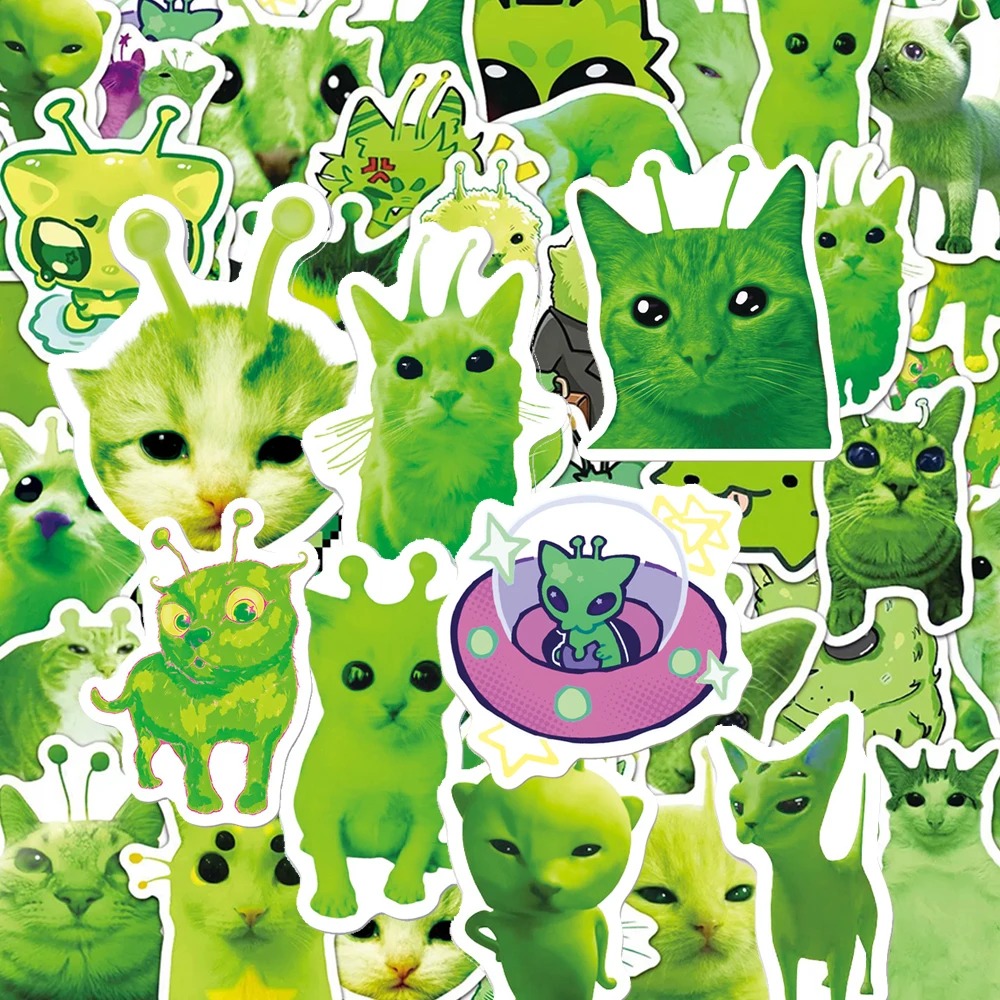 10/30/50pcs Funny Green Alien Cat MEME Graffiti Stickers Abstract Cartoon Decals DIY Motorcycle Luggage Guitar Cute Sticker Pack
10/30/50pcs Funny Green Alien Cat MEME Graffiti Stickers Abstract Cartoon Decals DIY Motorcycle Luggage Guitar Cute Sticker Pack