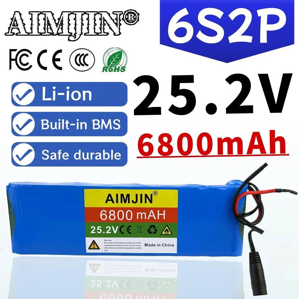 100% NEW 6S2P 25.2V 6.8Ah 18650 Lithium Ion Battery Pack Built in BMS 24V 6800mAh For Electric Bicycle Battery
100% NEW 6S2P 25.2V 6.8Ah 18650 Lithium Ion Battery Pack Built in BMS 24V 6800mAh For Electric Bicycle Battery