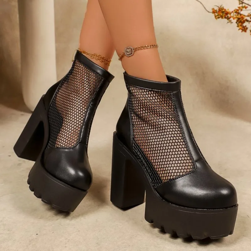 Breathable Hollow Out Mesh Summer Boots 2026 Black High Heels Ankle Boots Woman Plus Size 43 Chunky Platform Short Botas
Breathable Hollow Out Mesh Summer Boots 2026 Black High Heels Ankle Boots Woman Plus Size 43 Chunky Platform Short Botas