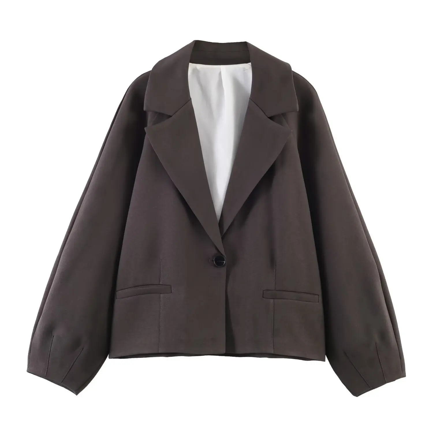 Women Dark Brown Puff Sleeve Blazer Notched Lapel Single Breasted Pocket Design Casual Blazer For Daily And Office Wear 7VU4
Women Dark Brown Puff Sleeve Blazer Notched Lapel Single Breasted Pocket Design Casual Blazer For Daily And Office Wear 7VU4
