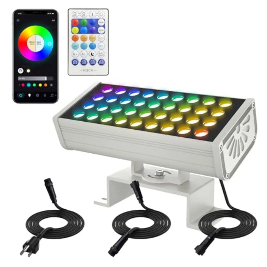 Outdoor Smart Flood Light 180W RGBCW Color Changing LED with WiFi App Voice Control 27006500K Tunable White 50 Scenes 1100 Dimm
Outdoor Smart Flood Light 180W RGBCW Color Changing LED with WiFi App Voice Control 27006500K Tunable White 50 Scenes 1100 Dimm