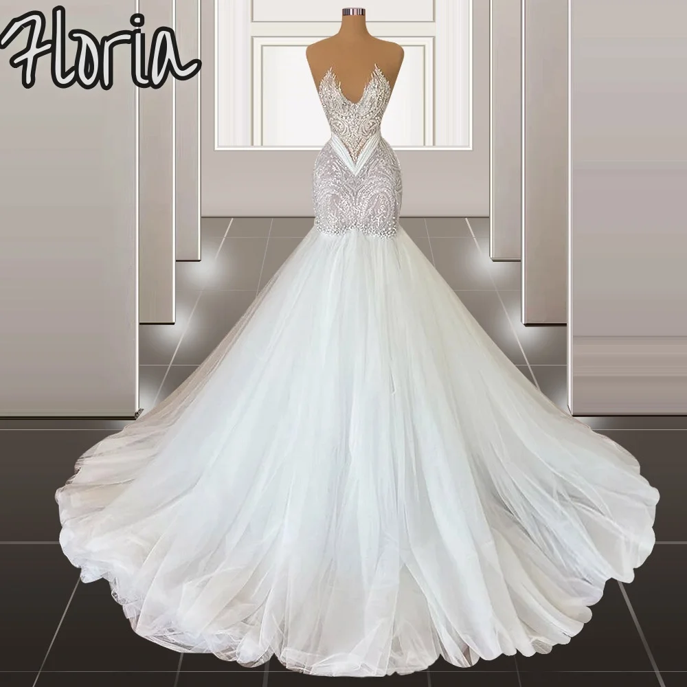 Sexy Strapless Mermaid Bodycon Lace Wedding Dresses Ivory White Pearls Bridal Gowns Sweep Train Vestidos De Novia Customized
Sexy Strapless Mermaid Bodycon Lace Wedding Dresses Ivory White Pearls Bridal Gowns Sweep Train Vestidos De Novia Customized