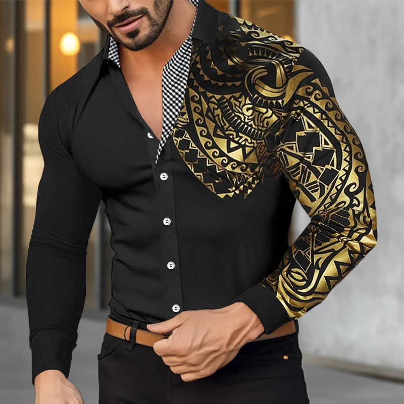Fashion Graphic Print Long Sleeve Mens Shirt Casual Button-up Shirts Men New Spring Leisure Loose Turn-down Collar Men's Shirts
Fashion Graphic Print Long Sleeve Mens Shirt Casual Button-up Shirts Men New Spring Leisure Loose Turn-down Collar Men's Shirts
