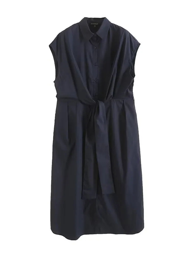 Women New Chic Fashion Belt decoration Cotton shirt style Slim Midi Dress Vintage sleeveless Button-up Female Dresses robe Mujer
Women New Chic Fashion Belt decoration Cotton shirt style Slim Midi Dress Vintage sleeveless Button-up Female Dresses robe Mujer