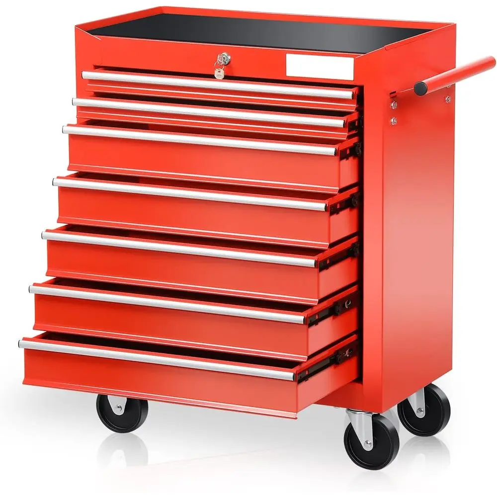 Large Rolling Plastic Tool Chest with Lock and Wheels, 7 Drawers, Red, 27.55L x 13W x 30.31H Inches
Large Rolling Plastic Tool Chest with Lock and Wheels, 7 Drawers, Red, 27.55L x 13W x 30.31H Inches