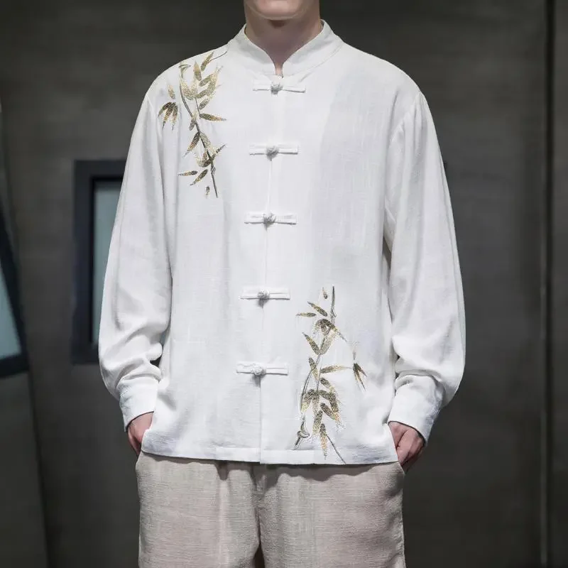 Men's Linen Blend Chinese Style Shirt Bamboo Embroidery Frog Button Long Sleeve Casual Top
Men's Linen Blend Chinese Style Shirt Bamboo Embroidery Frog Button Long Sleeve Casual Top