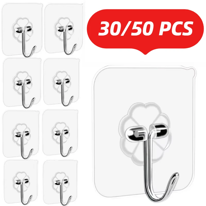Transparent Stainless Steel Strong Self Adhesive Hooks Multi-Function Key Storage Hanger for Kitchen Bathroom Door Wall 30PCS
Transparent Stainless Steel Strong Self Adhesive Hooks Multi-Function Key Storage Hanger for Kitchen Bathroom Door Wall 30PCS