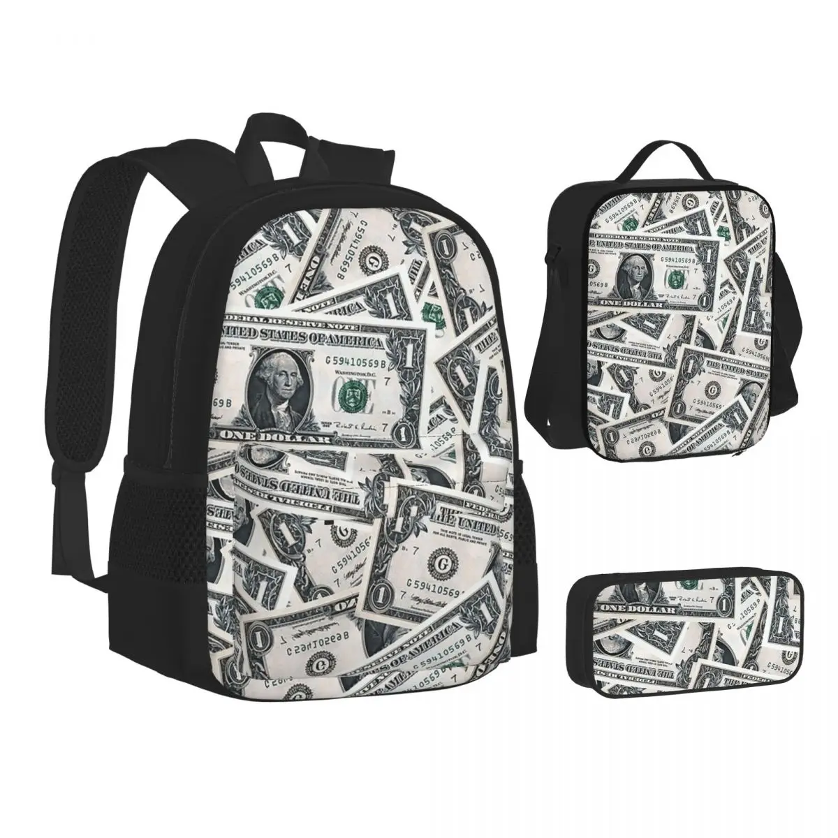 Black White Money Dollar Pattern Backpacks Students Bookbag School Bags Children Rucksack Lunch Bag Pen Bag Three-Piece Set
Black White Money Dollar Pattern Backpacks Students Bookbag School Bags Children Rucksack Lunch Bag Pen Bag Three-Piece Set