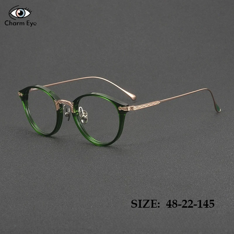 Retro Acetate Women Deep Green Rose Gold Eyeglass Frame Japan Handmade Elliptical Men Optical Prescription Pure Titanium Glasses
Retro Acetate Women Deep Green Rose Gold Eyeglass Frame Japan Handmade Elliptical Men Optical Prescription Pure Titanium Glasses