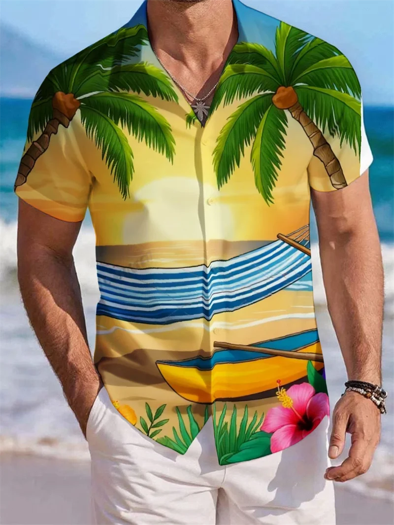 Palm Tree Pattern Hawaiian Men's Shirts Sunset Gradient Print Button Up Short Sleeve Summer Shirt Cheap Fashion Man Shirt
Palm Tree Pattern Hawaiian Men's Shirts Sunset Gradient Print Button Up Short Sleeve Summer Shirt Cheap Fashion Man Shirt