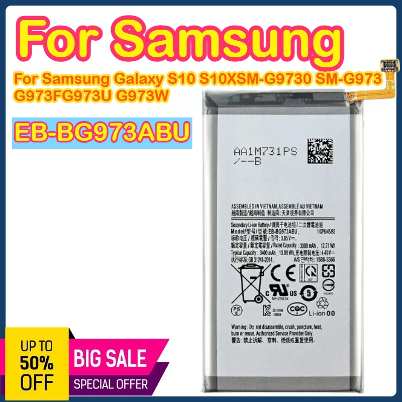 EB-BG973ABU Аккумулятор 3400 мАч для мобильного телефона Samsung Galaxy S10 S10 X SM-G9730 SM-G973 G973F G973U G973W
EB-BG973ABU Аккумулятор 3400 мАч для мобильного телефона Samsung Galaxy S10 S10 X SM-G9730 SM-G973 G973F G973U G973W